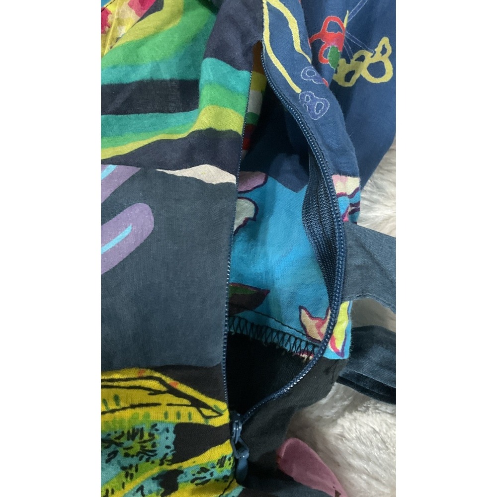 Desigual Women's Size M Japan Art Geisha Mini Dress / Tunic Tie Back Colorful - Picture 12 of 16